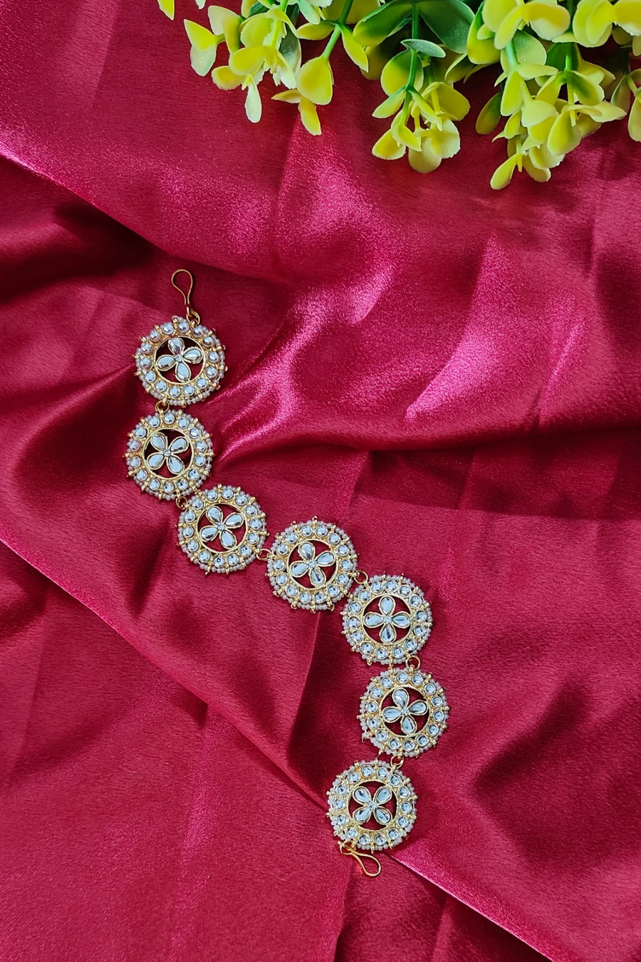 White Kundan Mathapatti